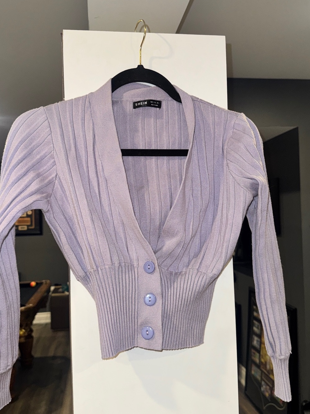 Lavender Ribbed Button-Front Women's Sweater